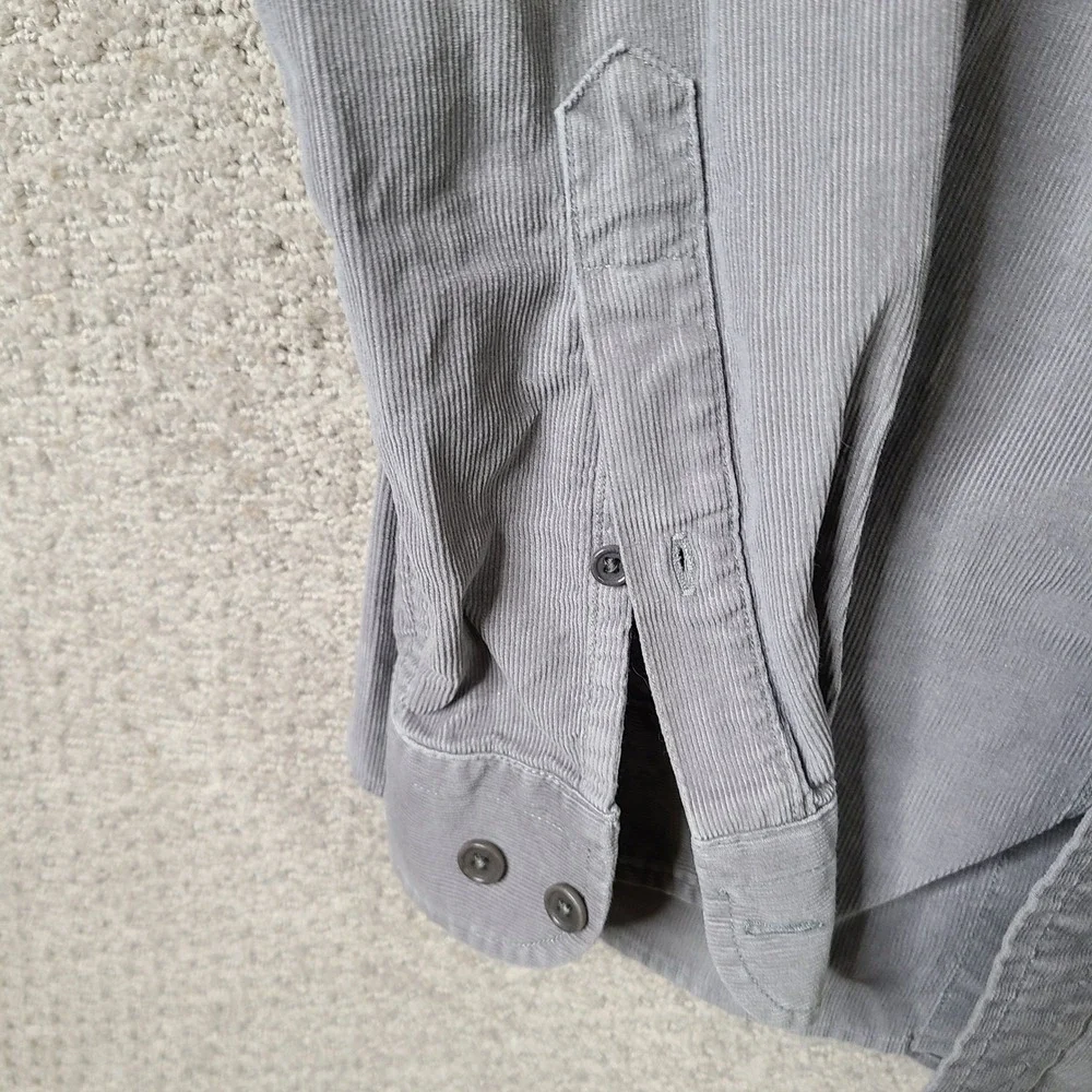 Banana Republic Shirt Men Small Gray Corduroy Slim Fit Button Down Casual Cotton